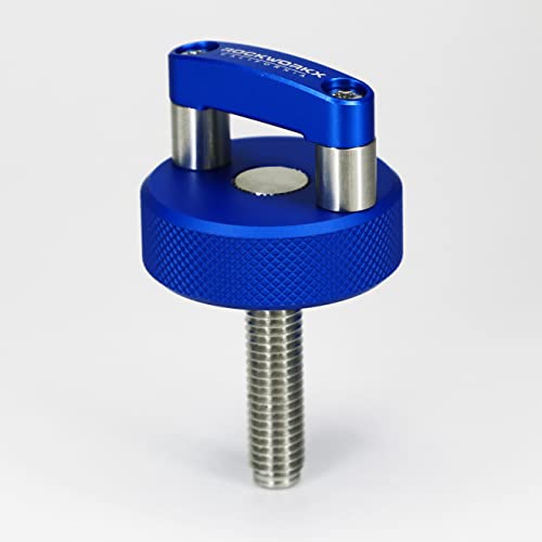 ROCKWORKX Blue Billet Aluminum JKU Hard Top Quick Removal Fastener Thumb Screw, Integrated D Ring - color: Blue