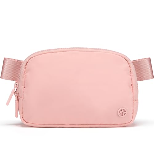 Pander Nylon Fanny Pack for Women, Two-Way Zipper Crossbody Bag | 1L nylon belt bag with a two-way zipper, three interior mesh pockets, and an adjustable strap for waist or crossbody wear - color: Mono Pink