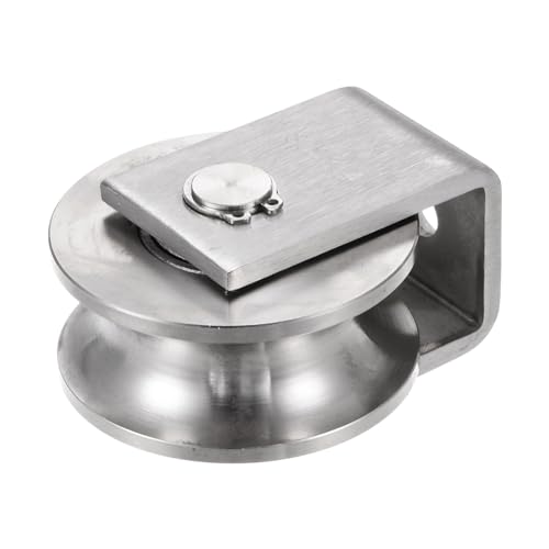 uxcell U Groove Wheel Pulley 304 Stainless Steel, 2.7" Dia Track Wheel Pulley Block Loading 2000lbs for Sliding Gate, Industrial Machines, Groove Width 0.87" - size: 2.7" wheel dia, 0.87" groove width