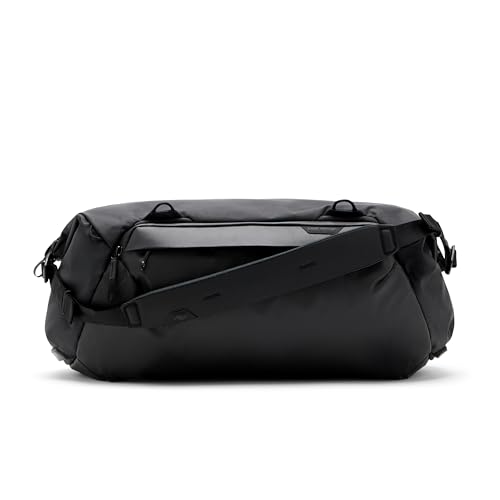 Peak Design Travel Duffel 50L, Black, Extra-Wide Single Zip Access, Weatherproof Shell, 4 External Pockets, Fits Packing Cubes & Camera Cubes, Ideal for Weekend Trips, Versatile Duffel Bag for Travel - color: Black, size: 50L