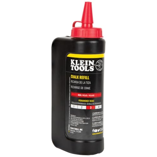 Klein Tools CHLK14R Marking Chalk Refill, Bright Red, 14-Ounce Squeeze Bottle, Semi-Permanent, Fade and Water Resistant Chalk - color: Red, style: Cartridge Refill
