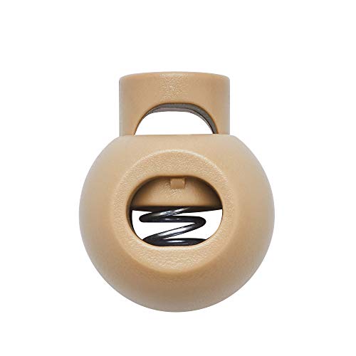 DYZD Single Hole Cord Lock Plastic Spring Toggle Stopper Cord Rope End for Drawstrings, Paracord (10PCS, Khaki) - color: Khaki