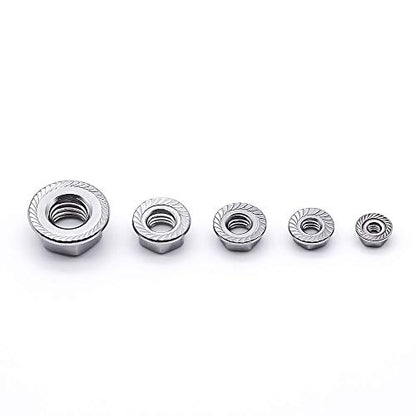 1/4-20 Serrated Flange Hex Lock Nuts, 304 Stainless Steel 18-8 Anti-Loose Nuts for Machinery, Automotive, DIY, 100 PCS - size: 1/4-20