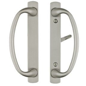 Rockwell Security Charlotte Patio Sliding Door Handle Set Brushed Chrome Fits 3-15/16 Inch CTC Screw Holes for Residential Use - color: Brushed Chrome