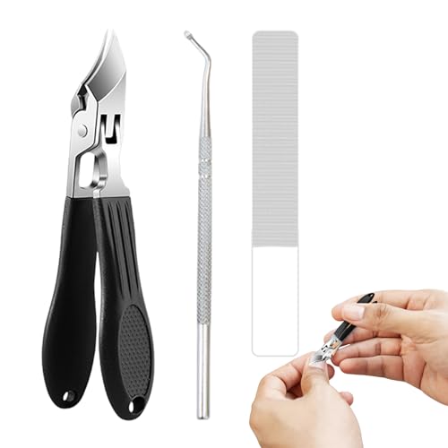 Slanted Nail Clippers Heavy Duty Portable Nail Trimmer | Stainless Steel Toenail Trimmer for Kids Adults Seniors Men Women Home Office School Travel Fingernails - color: Black
