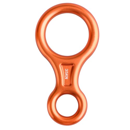 35kN Climbing Rescue Figure 8 Descender Rigging Plate Heavy Duty & Large & High Strength Rappel Device Equipment for Rappelling, Belaying, Tree Climbing, Aerial Silks Rigging - color: Orange - 35 kN