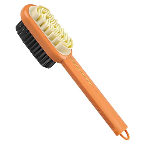 2-in-1 Orange Shoe Brush, Lazy Shoe Brush All-Round Cleaning Tool Soft Plastic Bristles Designed with an Extra-Long Handle, 360° Thorough Cleaning for Suede & Nubuck Cleaning