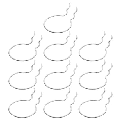 Amosfun 10pcs Silver Metal Pegboard Hooks Round Rings for Iron Hanging Board, Heavy-Duty Pegboard Storage Accessories, Garage and Craft Room Tool Organizer