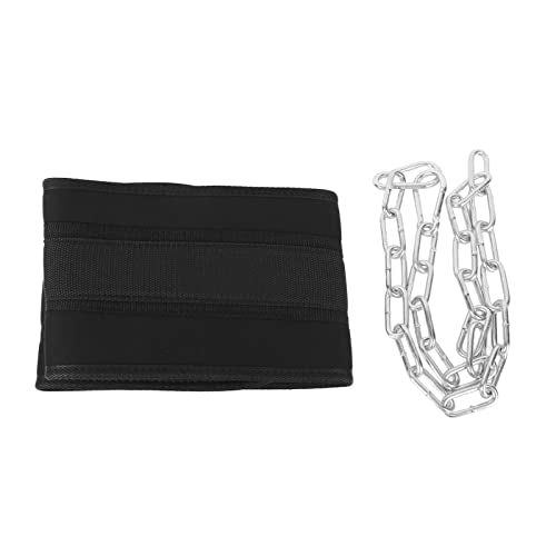 Adjustable Dip Belt with Chain and Carabiner, Heavy Duty Dip Belt for Weightlifting, Premium Fabric Webbing with Stainless Steel Hardware, Multipurpose Exercise Belt for Dips Pull