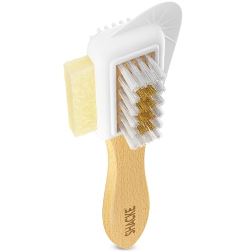 Suede Brush with Side Eraser – Suede & Nubuck Cleaner for Shoes | Suede shoe brush & suede cleaner — rubber bristles, welts, nylon/brass lift dirt from shoes, boots, bags & purses - size: 3 - Brush w/ Side Eraser
