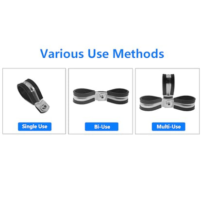 Rubber U Clamps,Two Hole U-Tube Strap Clamp Set,SAFYY EPDM Rubber Cushioned Insulated Clamp Rubber Lined Mounting U Brackets,U Shaped Pipe Tube Wire Clamps Clips Conduit Clamps (M60|2-3/8",10PCS) - size: M60|2-3/8",10PCS