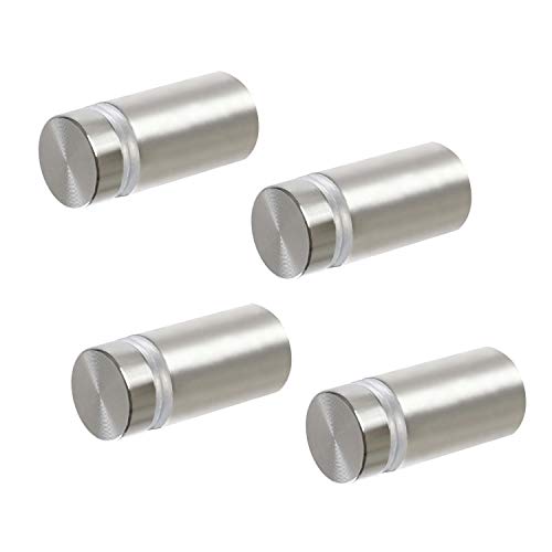 Standoff Screws for Wall Mount Acrylic Picture Frame Hardware 1/2" x 1" Aluminum Silver Finish Nails for Acrylic Glass Sign Holder 4 Pcs