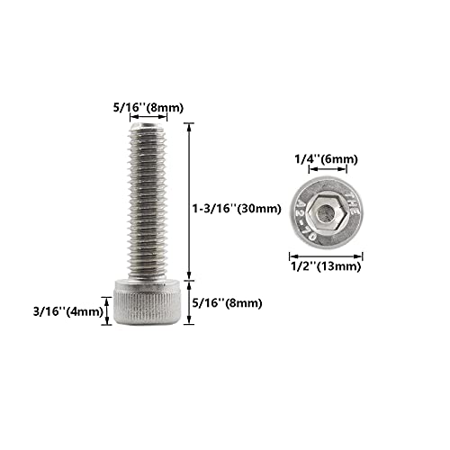 20 PCS Socket Head Cap Screws, TTZEZE 304 Stainless Steel Metric Machine Bolts Hex Socket Screw, Socket Drive Bright Finish Full Machine Threads for Shelf Chair Desk Install Repair (M8x30mm) - color: M8, size: 30mm