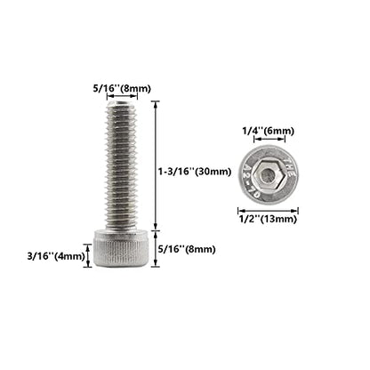 20 PCS Socket Head Cap Screws, TTZEZE 304 Stainless Steel Metric Machine Bolts Hex Socket Screw, Socket Drive Bright Finish Full Machine Threads for Shelf Chair Desk Install Repair (M8x30mm) - color: M8, size: 30mm