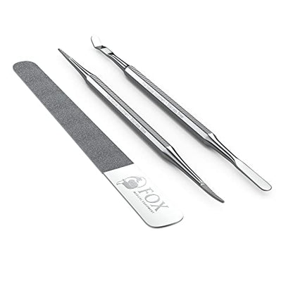 Fox Medical Equipment Ingrown Toenail Treatment Kit – Diamond File & Professional Toenail Lifter Tool – Surgical Stainless Steel Set for Pain-Free Relief, Precision Pedicure & Safe Nail Care
