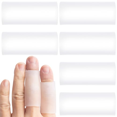 SmallCat 6PCS Silicone Finger Protectors, Gel Finger Support Tube Cots, Fingers Protection, Finger Sleeves, Short Thumb Guard for Finger Arthritis Cracking Pain Relief- Clear - color: Clear, 1.94 In, 6pcs