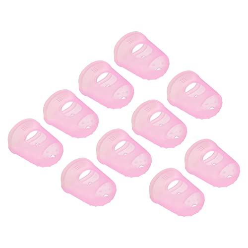 PATIKIL Finger Tips Anti Slip Fingertip Protector, 10 Pack 29mm Silicone Finger Guard for Paper Sorting Sewing Guitar Playing, Pink L Size - color: Pink