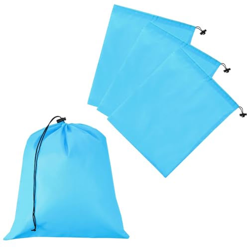 Drawstring Bag with Toggle, Stuff Sack String Waterproof Travel Storage Bags Cinch Stuff Pouch -Fitting for (Gym/Traveling/Hiking/Yoga/Office/Shoes) 16 x 14 & 4 Pack & Sky Blue - color: Sky Blue, size: 16 x 14"