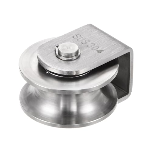 uxcell U Groove Wheel Pulley 304 Stainless Steel, 1.9" Dia Track Wheel Pulley Block Roller Loading 880lbs for Sliding Gate, Industrial Machines, Groove Width 0.62" - size: 1.9" wheel dia, 0.62" groove width