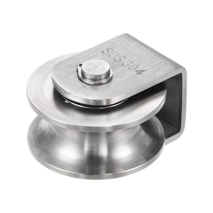 uxcell U Groove Wheel Pulley 304 Stainless Steel, 1.9" Dia Track Wheel Pulley Block Roller Loading 880lbs for Sliding Gate, Industrial Machines, Groove Width 0.62" - size: 1.9" wheel dia, 0.62" groove width
