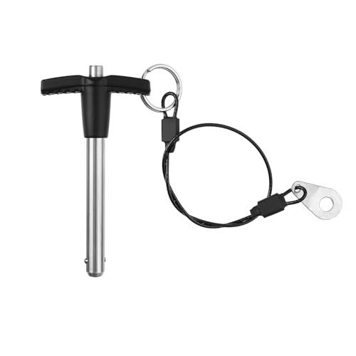T Handle Quick Release Pin 5/16 Inch Diameter ,Stainless Steel Ball Locking Pin with Push Button Lanyard Cable Usable Length 1.97"(8*50mm) - size: 8mm-50mm