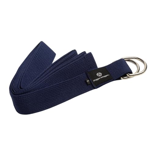 Hugger Mugger D-Ring Cotton Yoga Strap - Super Strong Cotton, Metal D-Ring Buckle, Multiple Lengths Available - color: Navy, size: 6 ft.