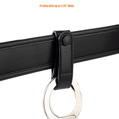 TACNEX Handcuff Strap w/Snap Closure Cuff Holder Nylon Keeper Chain/Hinged Cuffs Carrier Quick Release Clip Hook for ASP Handcuff 1.75"/ 2"/2.25" Duty Belt Law Enforcement Police Sheriff Security - size: 1 PCS, style: Plain Black Strap with Copper Snap