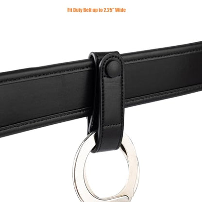 TACNEX Handcuff Strap w/Snap Closure Cuff Holder Nylon Keeper Chain/Hinged Cuffs Carrier Quick Release Clip Hook for ASP Handcuff 1.75"/ 2"/2.25" Duty Belt Law Enforcement Police Sheriff Security - size: 1 PCS, style: Plain Black Strap with Copper Snap