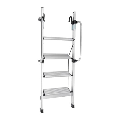 4-Step Ladder, Adjustable Home RV Loft Stair Bed Ladder Step Stool Ladder with Handrail & 5 Pedal Gears, 330.69lbs Capacity Wall & Floor-Mounted Truck Boat Safety Climb Stair