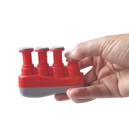 Finger Strengthener, Nalu Hand Grip Trainer Exerciser for Piano, Guitar, Bass, Ukulele Players, Plastic Material, Lightweight and Portable - Improve Finger Flexibility, Strength,1 Pack (Red+Gray) - color: Red+Gray