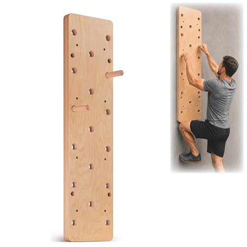 Extra-Thick Birch Climbing Peg Board for Wall Mounting, Heavy-Duty Wooden Climbing Board with Beech Grips & Rock Climbing Hold Inserts for Indoor Home Gym - color: Birch Plywood