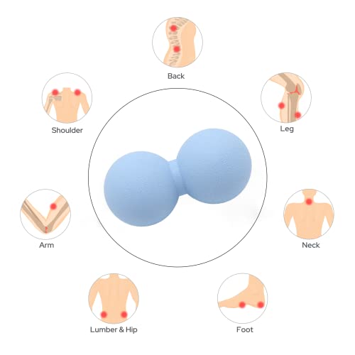 Hard Peanut Massage Ball, Double Lacrosse Massage Ball. Deep Tissue Massage Roller Mobility Ball for Physical Therapy Myofascial Release Muscle Relaxer Acupoint Massage (Blue) | Mobility Massager Tool for Deep Tissue Physical Therapy Myofascial Release Tr