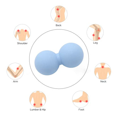 Hard Peanut Massage Ball, Double Lacrosse Massage Ball. Deep Tissue Massage Roller Mobility Ball for Physical Therapy Myofascial Release Muscle Relaxer Acupoint Massage (Blue) | Mobility Massager Tool for Deep Tissue Physical Therapy Myofascial Release Tr