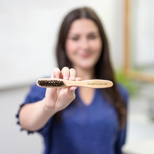 GranNaturals™ Teasing Boar Bristle Brush for Slicking Back Hair, Smoothing Ponytail Bun, Backcombing, Edge Control & Hair Sectioning - Wooden Slickback Hairbrush for a Sleek & Smooth Hairstyle