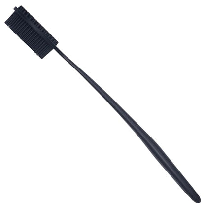 DNC Back Scrubber for Shower Soft Silicone Bath Body Brush with Long Handle (Black) - color: Black