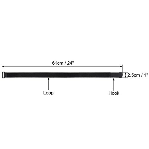 Wisdompro 12 Pack 1 x 24 Inch Long Hook and Loop Tie Down Straps Heavy Duty | Durable Nylon, Reusable, Large, Wide, Black, Functional Adjustable Fastening Cinch Strap Cable Cord for Home, Office, Outdoor - size: 1 x 24 Inch, 12 Pack
