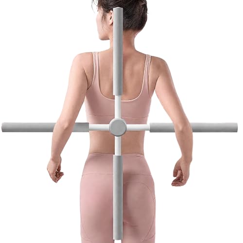 Yoga Stick Stretch Mobility Pole Exercise Stretching Workout | Back Stretcher for Women Physical Workout, Pilates, Exercise, Stretching, Hunchback Corrector, Sitting, Home, Gym, Office, - color: Gray