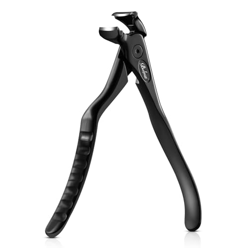 BALUCA Ergonomic Nail Clipper for Seniors - Toenail Clipper for Thick Toenails and Fingernails, Long Handle Nail Clippers with Catcher (Black, Long Handle) - color: Black, size: Long Handle