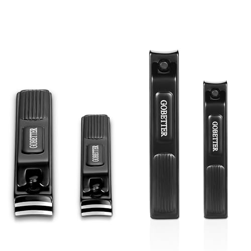 Nail Clippers Manicure Set, Toenail Clippers and Fingernail Clippers, Sharp and Durable Stainless Steel Nail Cutter w/Metal Case for Men and Women, Black