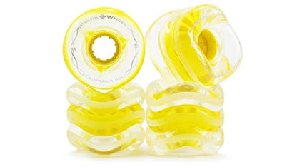 Shark Wheel 60 mm 78a Skateboard Wheels | California Roll | 4-Pack - color: Clear with Yellow Hub
