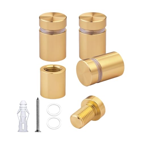 Pack of 4, Aluminum Standoff Screws, Wall Sign Standoff Mounting Hardware Advertising Glass Standoff Nail for Hanging Acrylic Picture Frame (Champagne, 1/2" x 1/2") - color: Champagne, size: 1/2" x 1/2"