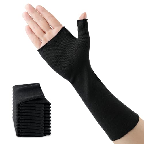 Velpeau Hand Socks for Splint (Pack of 10), Elastic Cotton Stockinette Tubing for Arm, Wrist Brace with Thumb Spica Liner, Gauze Sleeve, Under Cast Wrap, Arm Cover for Men and Women (Black, Firm Version, L) - color: Black, size: Large