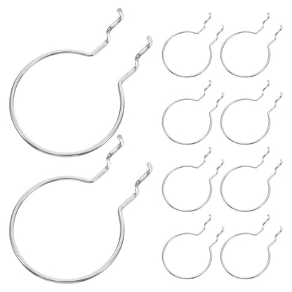 10pcs Silver Metal Pegboard Hooks with Rings, Stainless Steel Hanging Board Hardware for Garage and Craft Room Organizer Storage