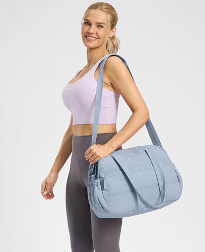 Gym Bag for Women, Travel Duffle Bags with Wet Pocket, Lightweight Carry on Bag Overnight Weekender Duffel Bag, Water Resistant (Haze Blue) - color: Haze Blue