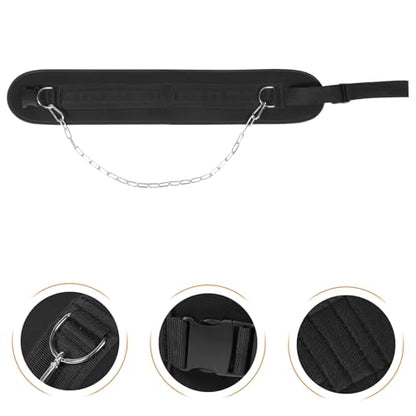 Weighted Pull-up Belt with Chain, Thickened Heavy Duty Weightlifting Belt for Men, Strength Training Equipment for Back Muscle Workout and Dip Exercises