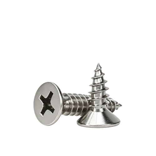#4 Flat Head Phillips Wood Screws 150Pcs, 304 Stainless Steel, 1/4" | M3x6mm countersunk self-tapping fasteners. Ideal for indoor DIY crafting & outdoor wood joints. Reliable secure hold. - color: Sliver, size: #4 x 1/4''-150pcs