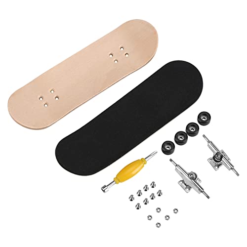 Yosoo Health Gear Finger Skateboards, Finger Board, Tool Kit, 1Pc Maple Wooden Alloy Fingerboard Finger Skateboards with Box Reduce Pressure People Gifts - color: Black
