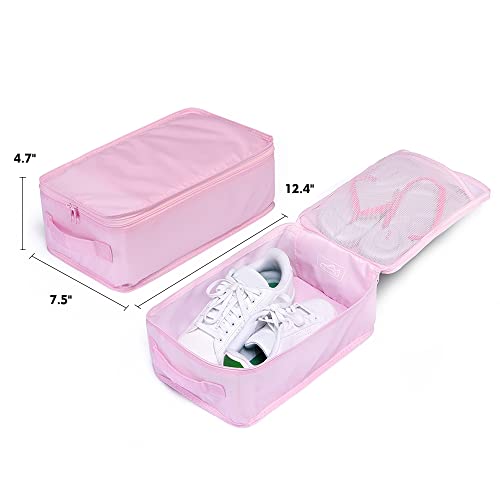 Travel Shoe Bags, Foldable Waterproof Shoe Pouches Organizer-Double Layer (4 Pink Shoe Bags) - color: Pink, size: 4 Packs
