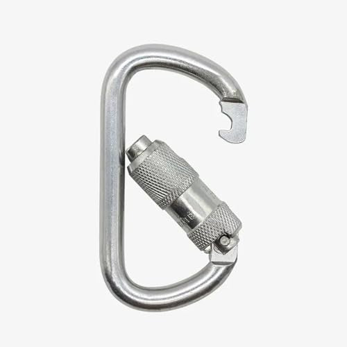 Heavy Duty Carabiner 30KN(6500LBS) Auto Locking Climbing Carabiners Clips for Rock Climbing,Rappelling,Hunting, Rescue Equipment(CE Rated,D Shape) - color: Silver(2Pack)