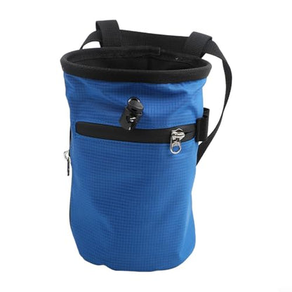 Climbing Chalk Bag, 420D Nylon Drawstring Pouch with Adjustable Belt and Carabiner, Anti-Slip Storage for Rock Climbing, Bouldering, Weightlifting,(Blue) - size: Blue